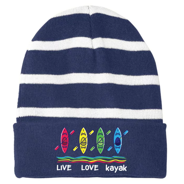 Cool Kayaks For Outdoor Funny Kayaking Boating Striped Beanie with Solid Band