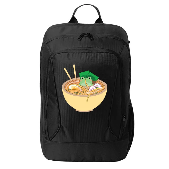 Cute Kawaii Frog Eating In Ramen Bowl City Backpack