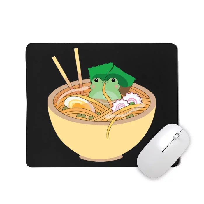 Cute Kawaii Frog Eating In Ramen Bowl Mousepad