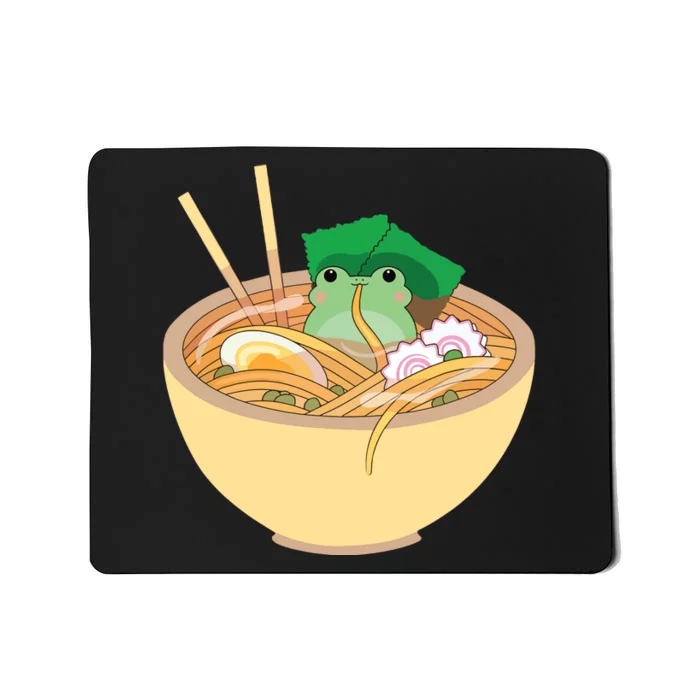 Cute Kawaii Frog Eating In Ramen Bowl Mousepad