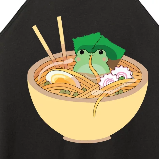 Cute Kawaii Frog Eating In Ramen Bowl Women’s Perfect Tri Rocker Tank