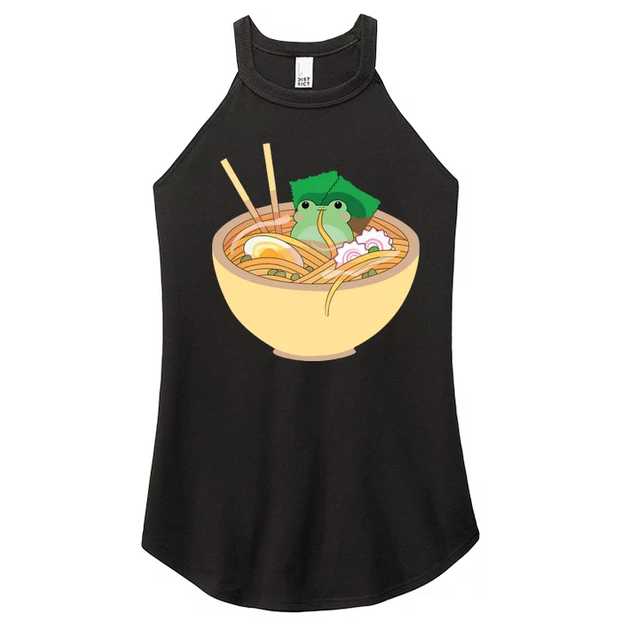 Cute Kawaii Frog Eating In Ramen Bowl Women’s Perfect Tri Rocker Tank