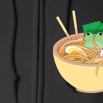 Cute Kawaii Frog Eating In Ramen Bowl Full Zip Hoodie