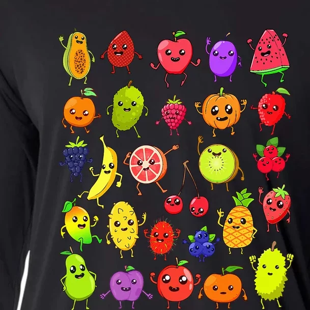 Cartoon Kawaii Fruits Cooling Performance Long Sleeve Crew