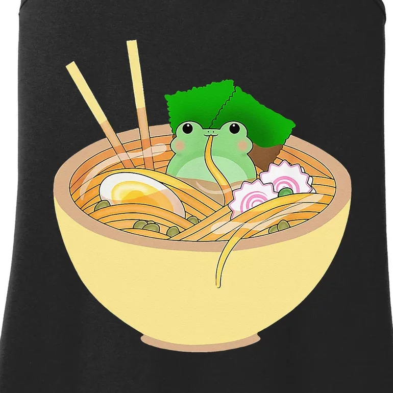 Cute Kawaii Frog Eating In Ra Bowl Ladies Essential Tank