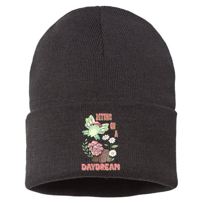 Cute Kawaii Frog Betting On A Daydream Gift Sustainable Knit Beanie