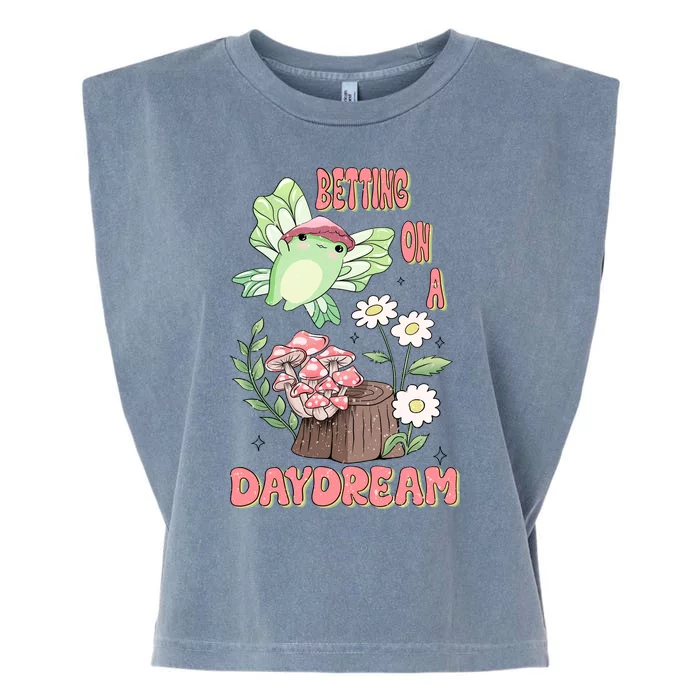 Cute Kawaii Frog Betting On A Daydream Gift Garment-Dyed Women's Muscle Tee