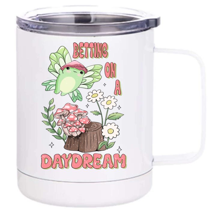 Cute Kawaii Frog Betting On A Daydream Gift Front & Back 12oz Stainless Steel Tumbler Cup