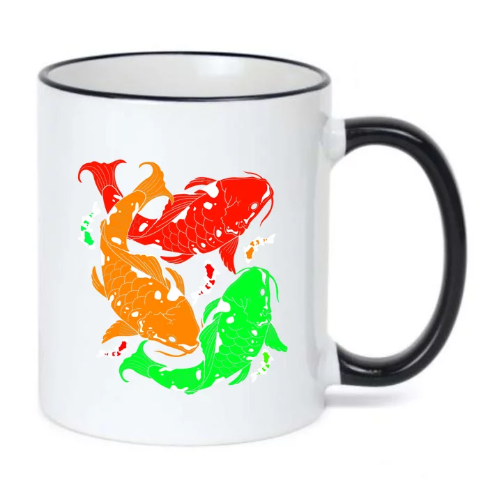 Colorful Koi Fish Family Fish Funny Gift Black Color Changing Mug