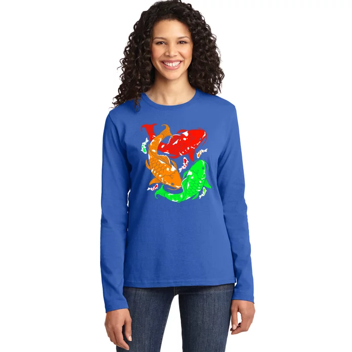 Colorful Koi Fish Family Fish Funny Gift Ladies Long Sleeve Shirt