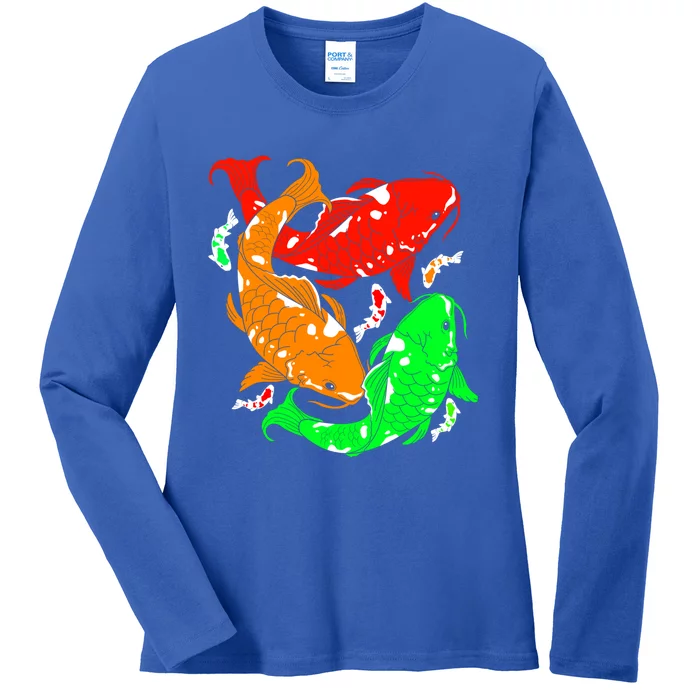 Colorful Koi Fish Family Fish Funny Gift Ladies Long Sleeve Shirt