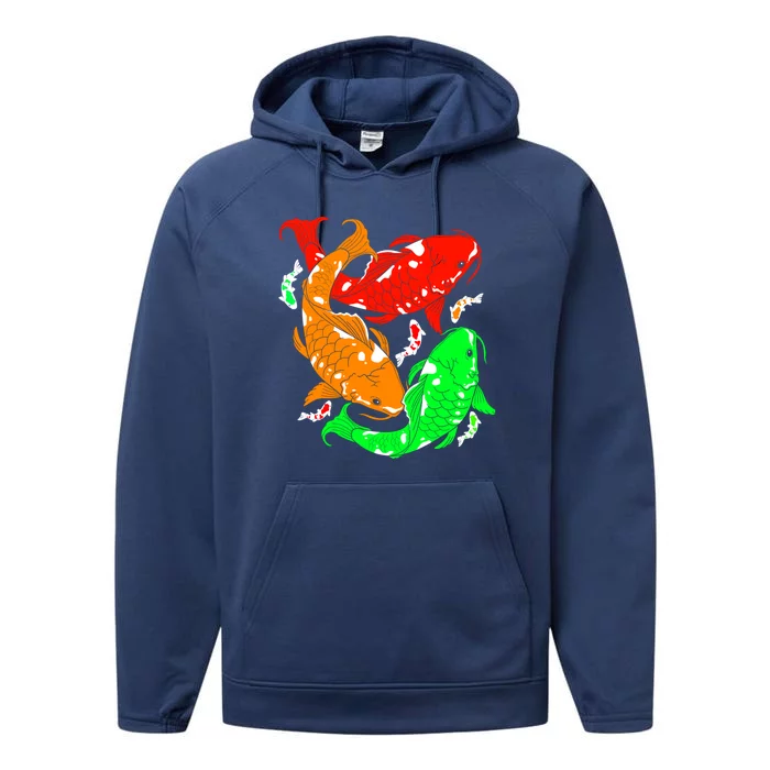 Colorful Koi Fish Family Fish Funny Gift Performance Fleece Hoodie