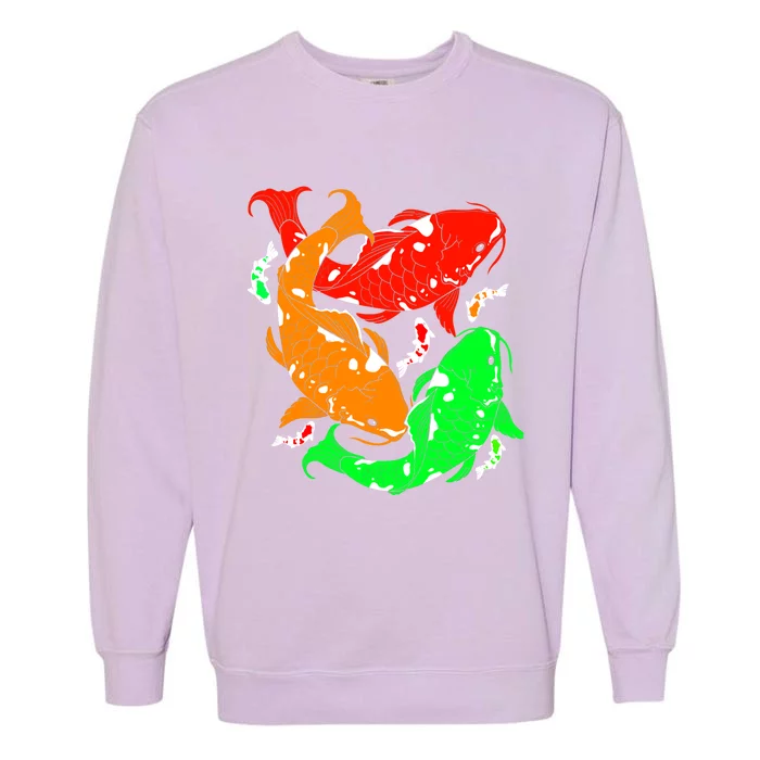 Colorful Koi Fish Family Fish Funny Gift Garment-Dyed Sweatshirt