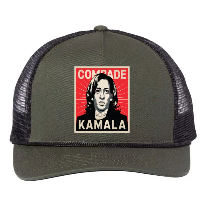 Comrade Kamala Funny Political Wearing Pearls Retro Rope Trucker Hat Cap