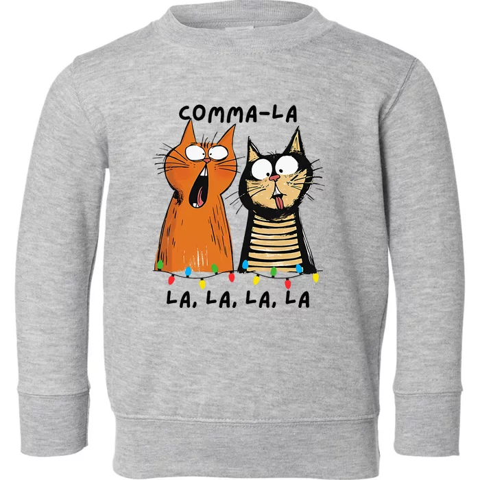 Commalalala Kamala Funny Cats Christmas Election 2024 Toddler Sweatshirt