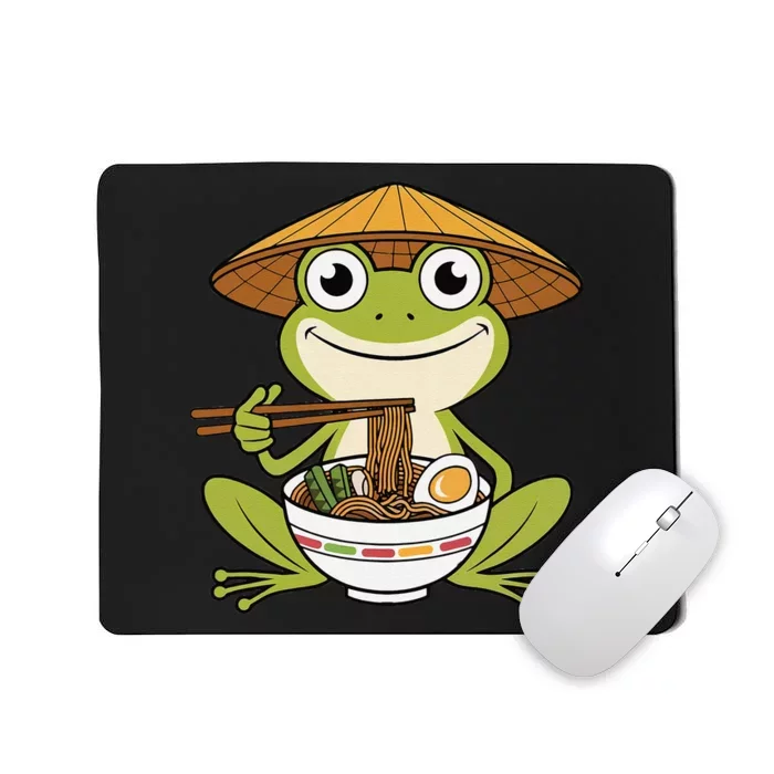 Cute Kawaii Frog Eating Noodles In Ramen Bowl Mousepad