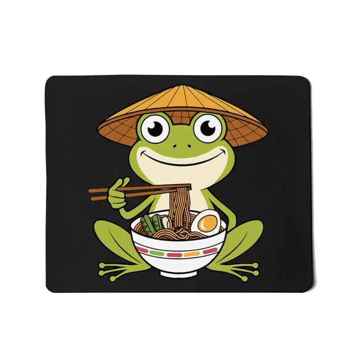 Cute Kawaii Frog Eating Noodles In Ramen Bowl Mousepad