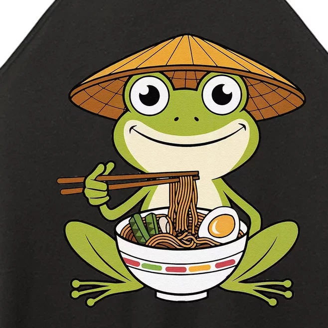 Cute Kawaii Frog Eating Noodles In Ramen Bowl Women’s Perfect Tri Rocker Tank