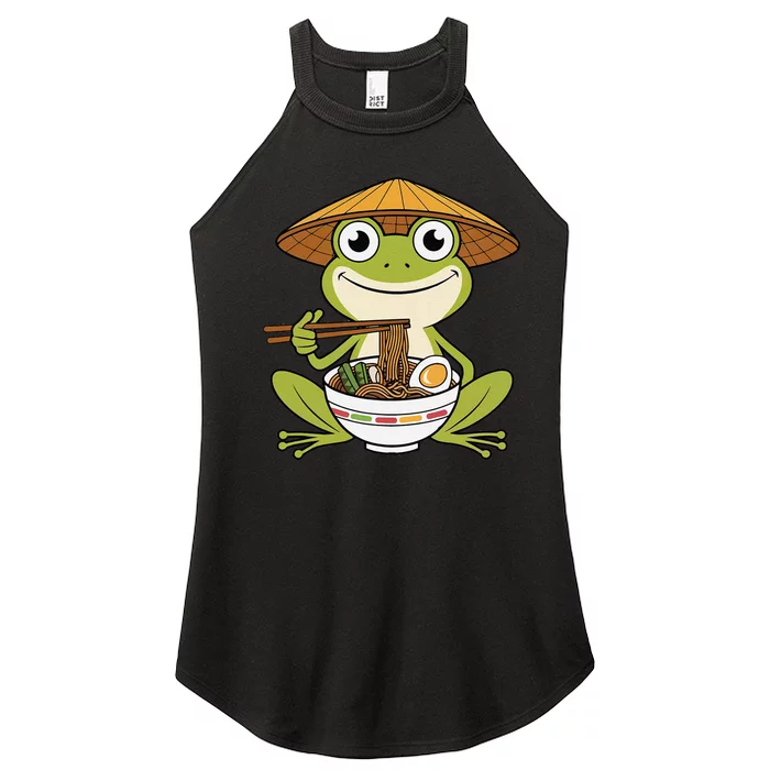 Cute Kawaii Frog Eating Noodles In Ramen Bowl Women’s Perfect Tri Rocker Tank