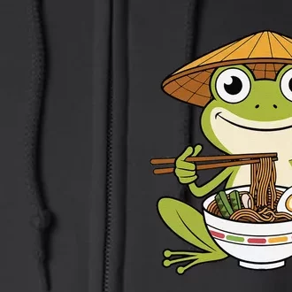 Cute Kawaii Frog Eating Noodles In Ramen Bowl Full Zip Hoodie