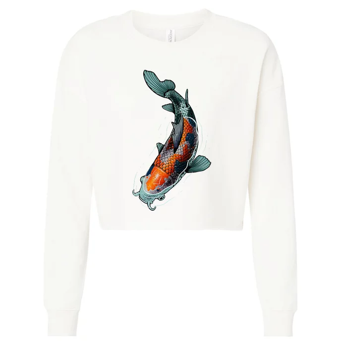 Cute Koi Fish Design For Men Women Kids Japanese Koi Fish Cropped Pullover Crew