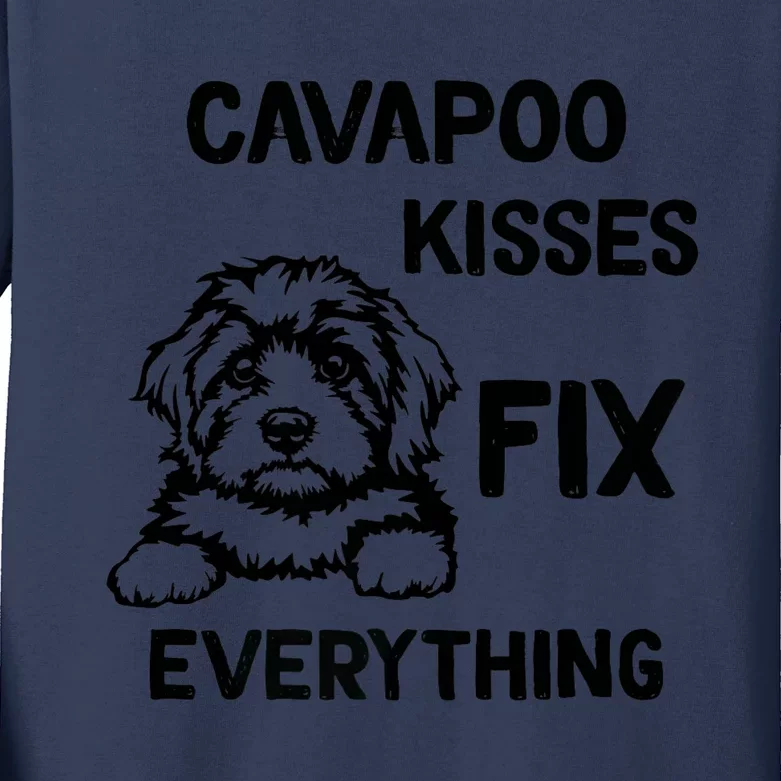 Cavapoo Kisses Fix Everything Kids Long Sleeve Shirt