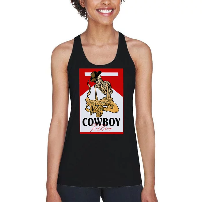 Cowboy Killers Funny Western Cowgirl Skeleton Retro Vintage Women's Racerback Tank