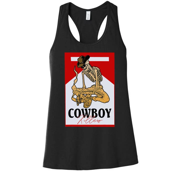 Cowboy Killers Funny Western Cowgirl Skeleton Retro Vintage Women's Racerback Tank