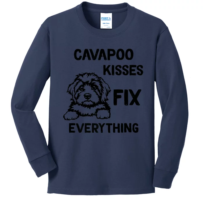 Cavapoo Kisses Fix Everything Kids Long Sleeve Shirt