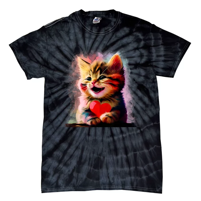 Cute Kitten For Cat Lovers Colorful Art Kitty Adoption Tie-Dye T-Shirt