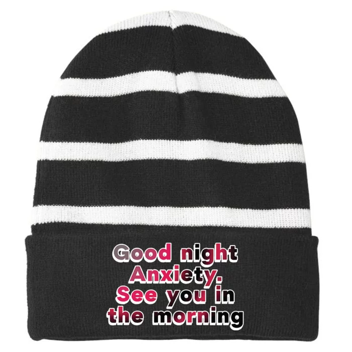 Cherry Kitten Good Night Anxiety See You In The Morningt Striped Beanie with Solid Band