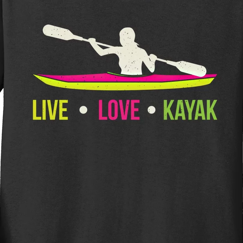 Cool Kayaking Gift Design Outdoors Kayak Print Gift Kids Long Sleeve Shirt