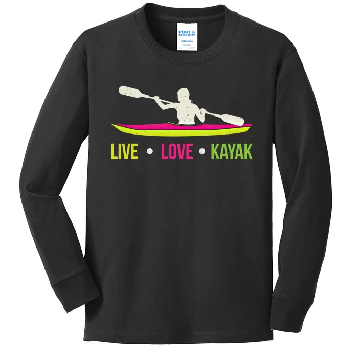 Cool Kayaking Gift Design Outdoors Kayak Print Gift Kids Long Sleeve Shirt