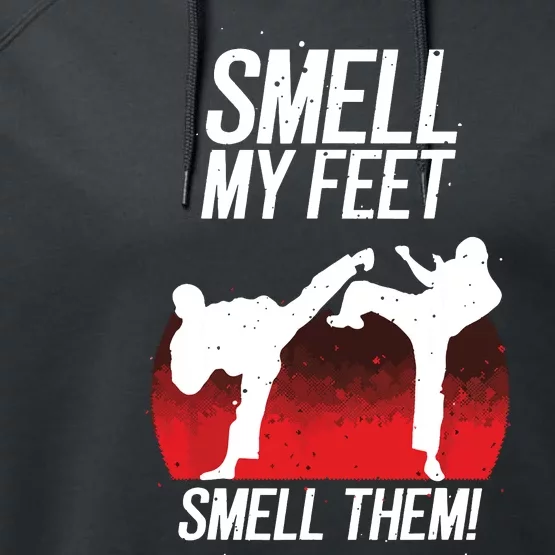 Cool Karate Gift For Boy Girl Funny Smell My Feet Karate Performance Fleece Hoodie