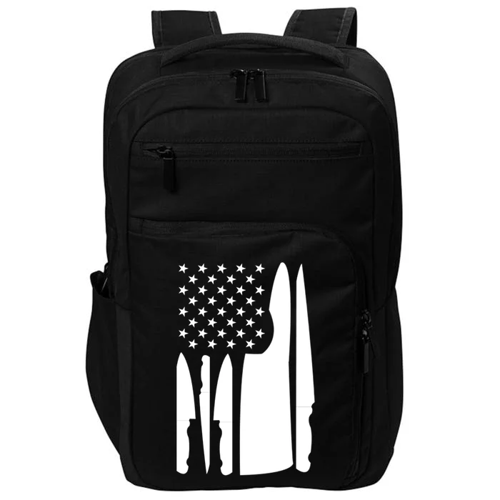 Chef Knife Grunge Retro Us Flag Gift For Cooks Great Gift Impact Tech Backpack