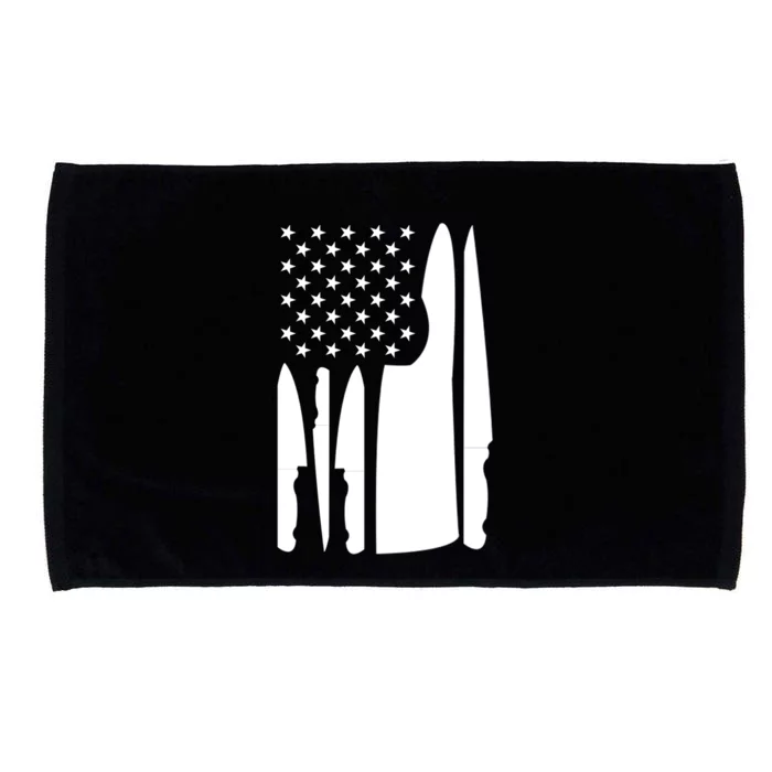 Chef Knife Grunge Retro Us Flag Gift For Cooks Great Gift Microfiber Hand Towel