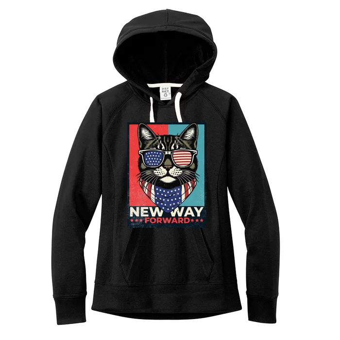 Cat Kamala Harris New Way Forward American Election 2024 Women's Fleece Hoodie