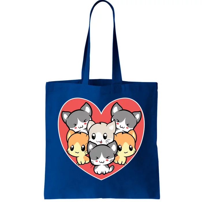 Cute Kitten Heart Shaped Design For Cat Lovers Meaningful Gift Tote Bag