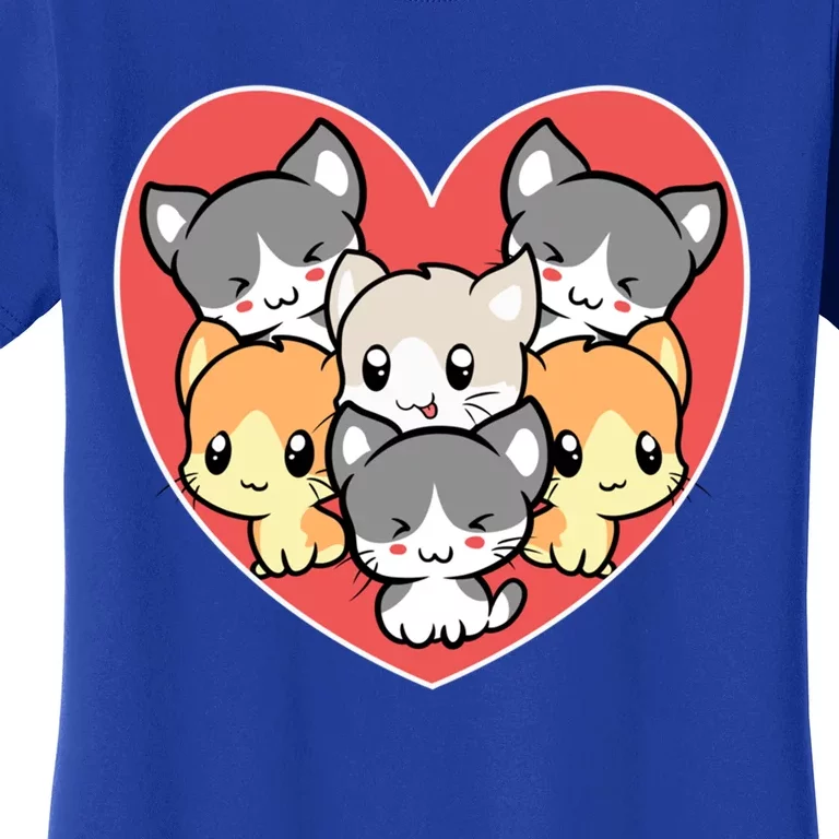 Cute Kitten Heart Shaped Design For Cat Lovers Gift Women's T-Shirt