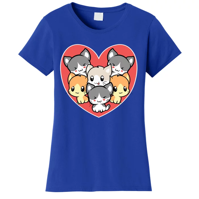 Cute Kitten Heart Shaped Design For Cat Lovers Gift Women's T-Shirt