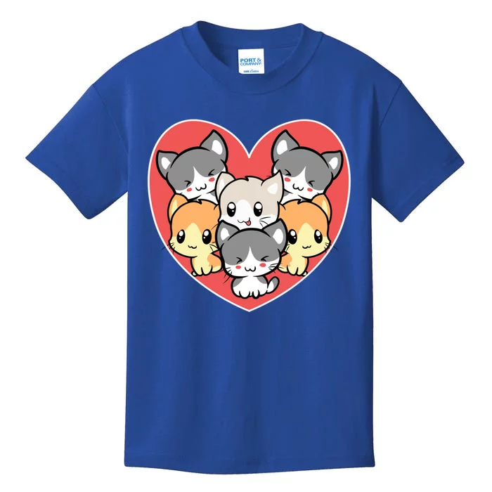 Cute Kitten Heart Shaped Design For Cat Lovers Gift Kids T-Shirt