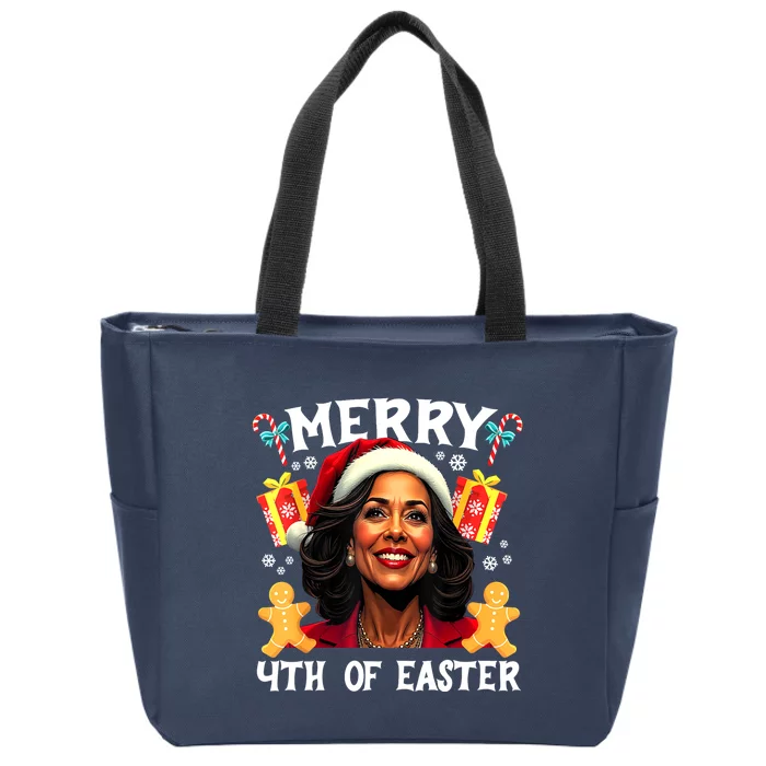 Christmas Kamala Harris Funny Santa Hat Merry 4th Of Easter Xmas Gift Zip Tote Bag