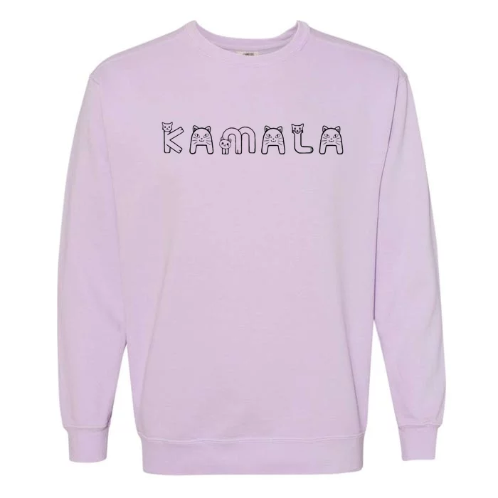 Cute Kamala Harris Cat Lettering Positive Funny Garment-Dyed Sweatshirt