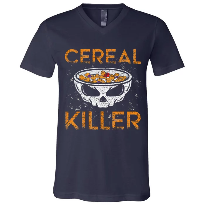 Cereal Killer Halloween Night Spooky Breakfast Milk Cereals Gift V-Neck T-Shirt