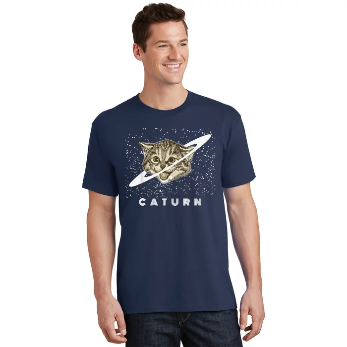 Caturn Kitten In Space Galaxy Universe Cat Lover T-Shirt