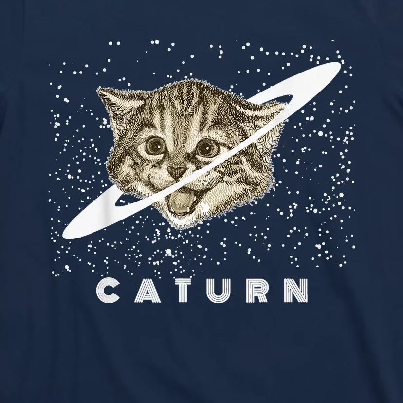 Caturn Kitten In Space Galaxy Universe Cat Lover T-Shirt