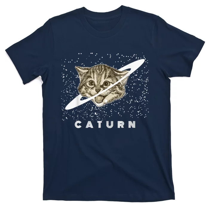 Caturn Kitten In Space Galaxy Universe Cat Lover T-Shirt