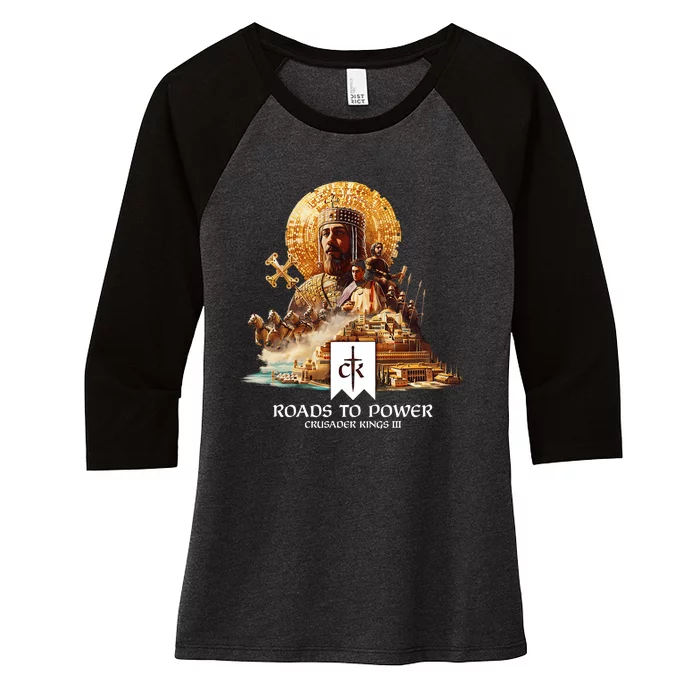 Crusader Kings Iii Roads To Power Women's Tri-Blend 3/4-Sleeve Raglan Shirt