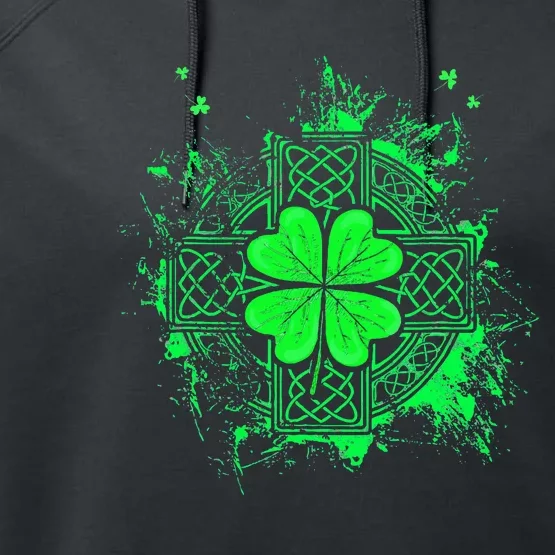 Celtic Knot Irish Shamrock Three Leaf Clover St Patricks Day Performance Fleece Hoodie