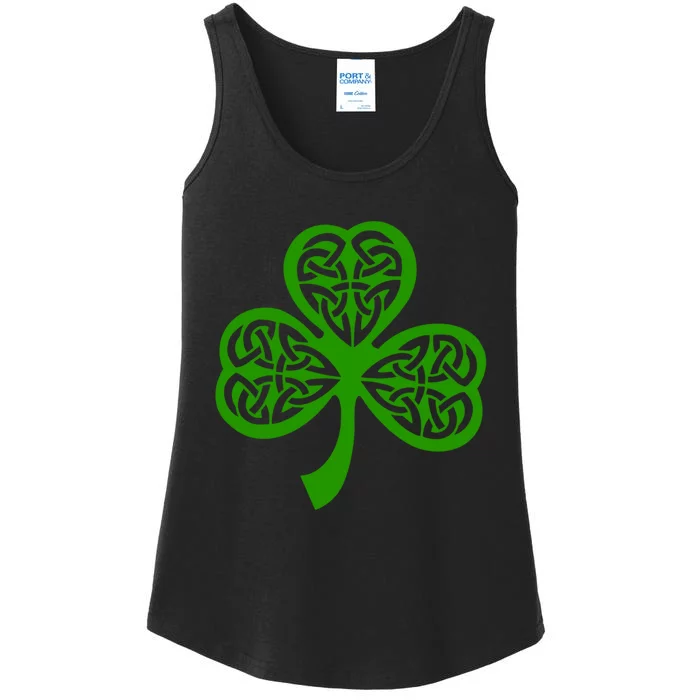 Celtic Knot Irish Shamrock Leaf Clover St Pats Day Ladies Essential Tank